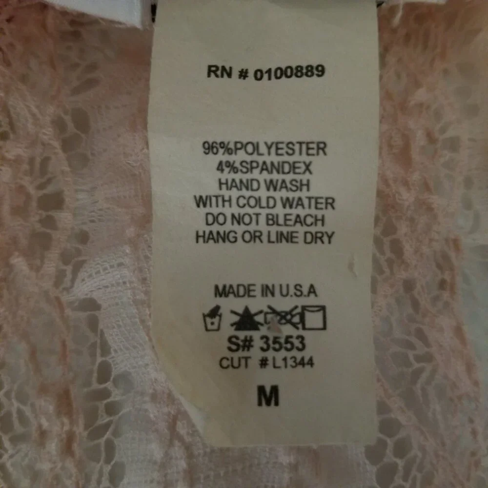 Vtg Keren Hart Women M Peach Lace Knit 3/4 Long Sleeve Lightweight Open Cardigan - Picture 13 of 13